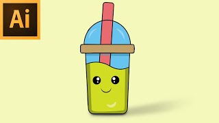 How To Draw A cute Drink Cup in illustrator Easy step by step Adobe Illustrator Tutorial