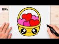 How to Draw a Cute Kawaii Love Basket ???? ❤️ | Easy Cute Digital Illustration