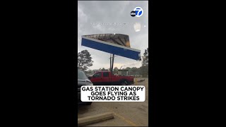Tornado Rips Gas Station Canopy Apart!