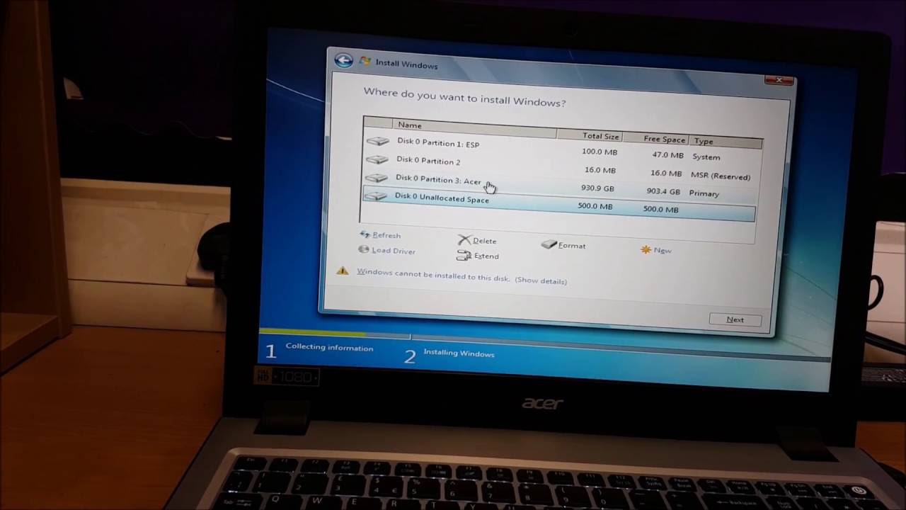 how to format acer laptop windows 7