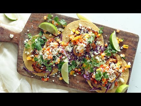 Spicy Grilled Shrimp Tacos Recipe with Papaya and Mango Salsa