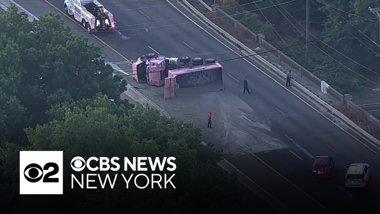 Dump truck crash shuts down Route 3 East in N.J. - YouTube