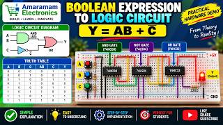 Details Boolean Expression to Logic Circuit | Y = AB + C̅ | Digital Logic Experiment Guide