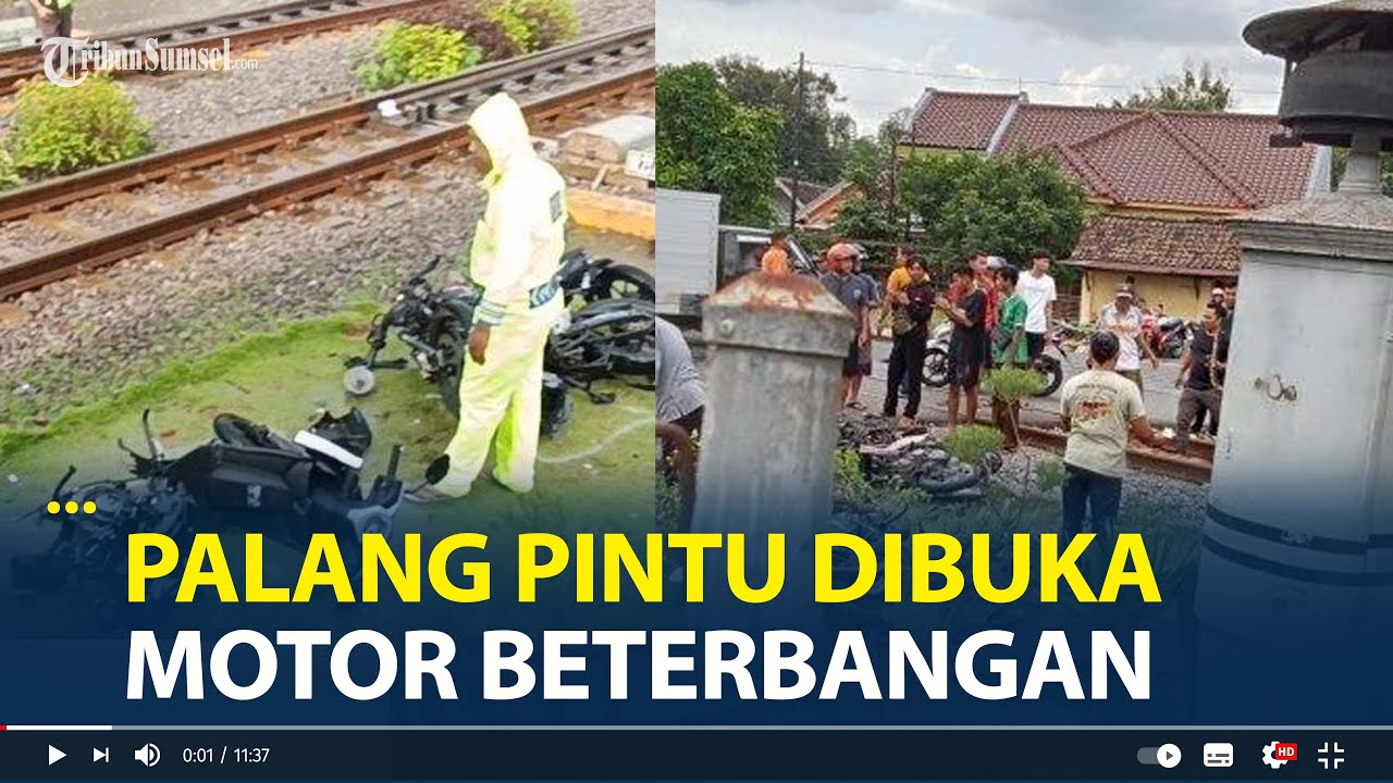 Warga Saksikan Detik-detik 7 Motor Ditabrak Kereta Api di Magetan, Motor Beterbangan