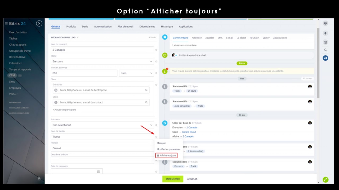 Configuration des champs Bitrix24 CRM - YouTube