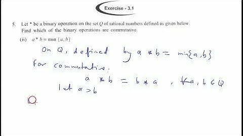 Let * be a binary operation on  Q defined by , a*b=min{a,b} . Is it commutative ?