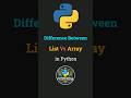 🏷️Python List vs Array: Key Differences in Usage, Data Type, Performance &amp; Memory Difference #python