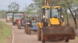 JCB 3dx Backhoe Loading Murum in Tata Truck Swaraj 744 Mahindra Arjun Novo Tractor