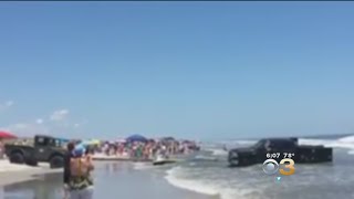 Caught On Tape: Pickup Truck Caught In Surf In Brigantine
