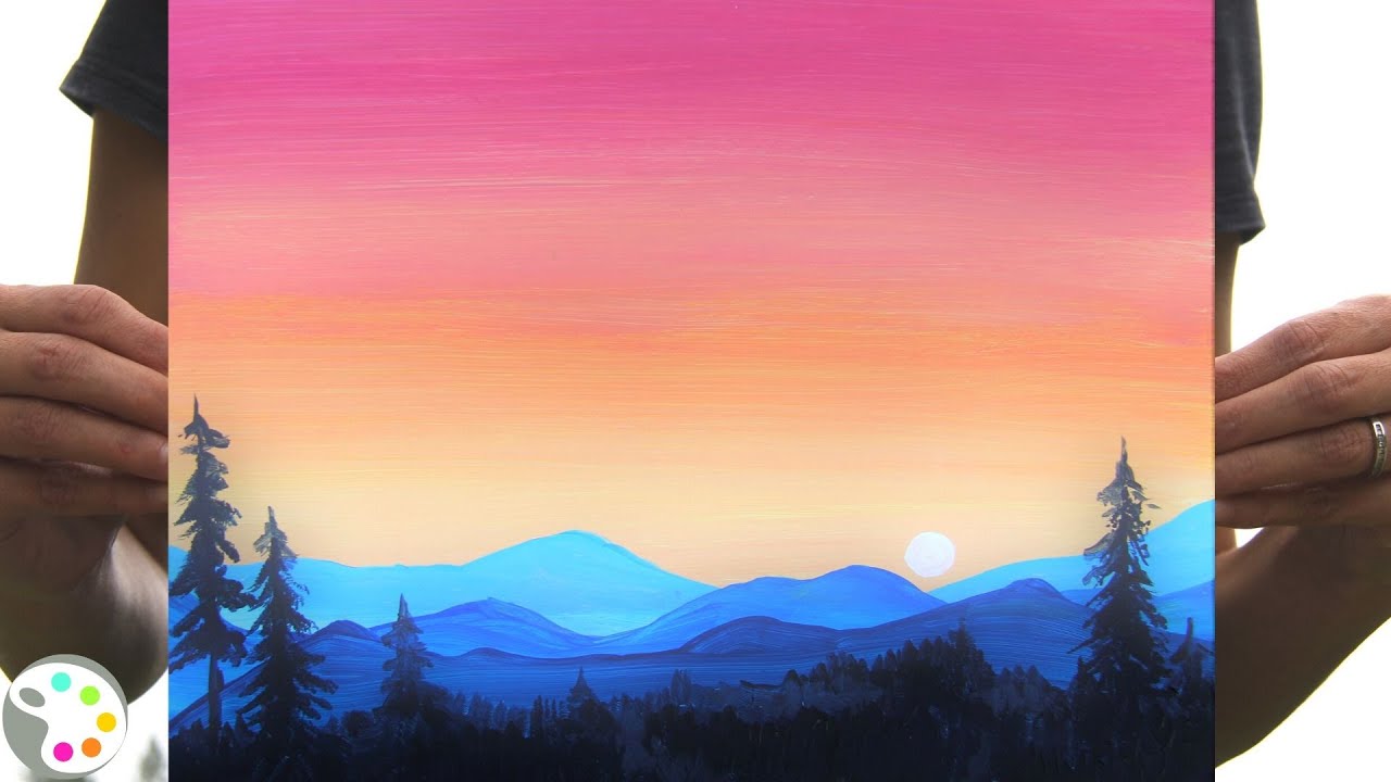 Acrylic Painting Tutorial for Beginners  Easy Sunset Landscape Painting 