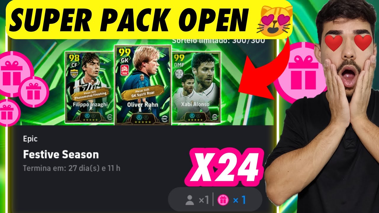 24 GIROS na Box FESTIVE SEASON Super PACK OPEN no efootball 2026 mobile