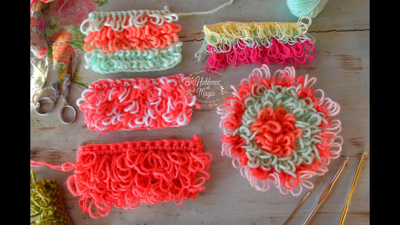 (Петля, рулон или бахрома) Техники, вязание крючком и многие советы.