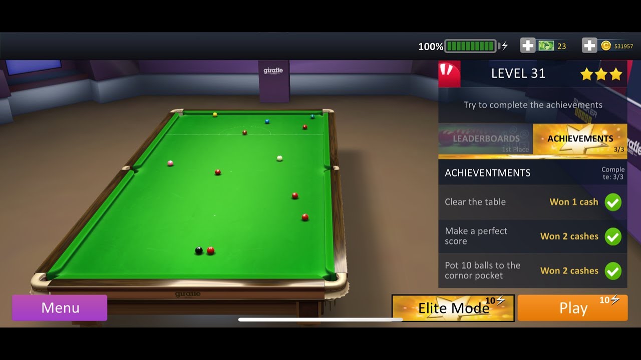 Snooker Stars Level 31 | Perfect Break & Achievements
