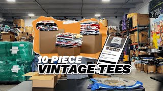 Boxing up a 10-piece order of  Vintage Graphic Tees