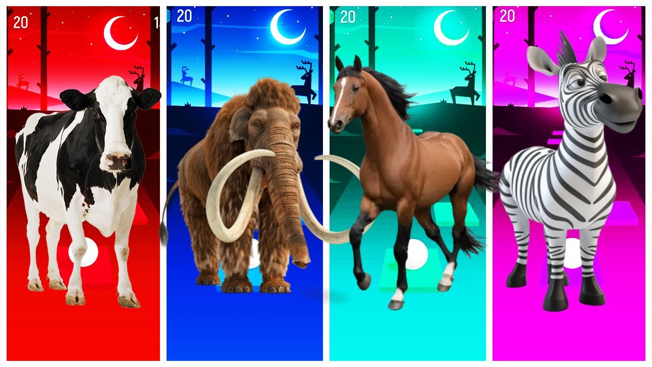 TILES HOP - FANNY COW 🆚 FANNY MAMONTH 🆚 FANNY HORSE 🆚 FANNY ZEBRA 🎯 in Tiles Hop EDM Rush🎶