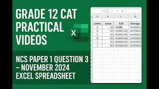 South African Grade 12 CAT Practical – NCS Paper 1  November 2024 | Question 3 – Excel Spreadsheet screenshot 2