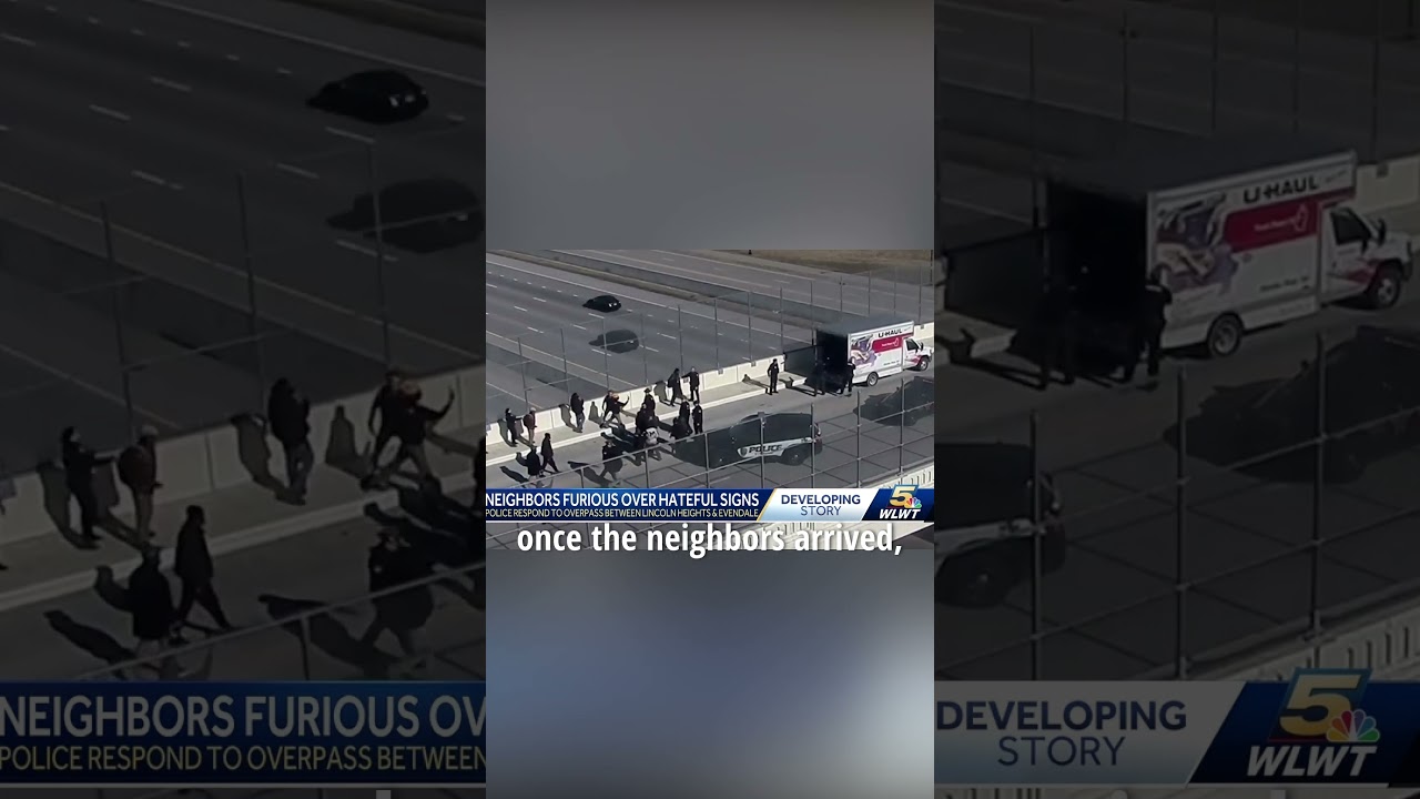 "Disgusting": Group with swastika flags confronted by residents on highway near Cincinnati
