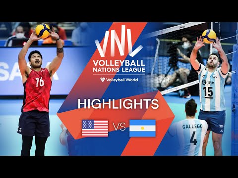 USA vs. Argentina - FIVB Volleyball Nations League - Men - Match Highlights, 10/07/2022