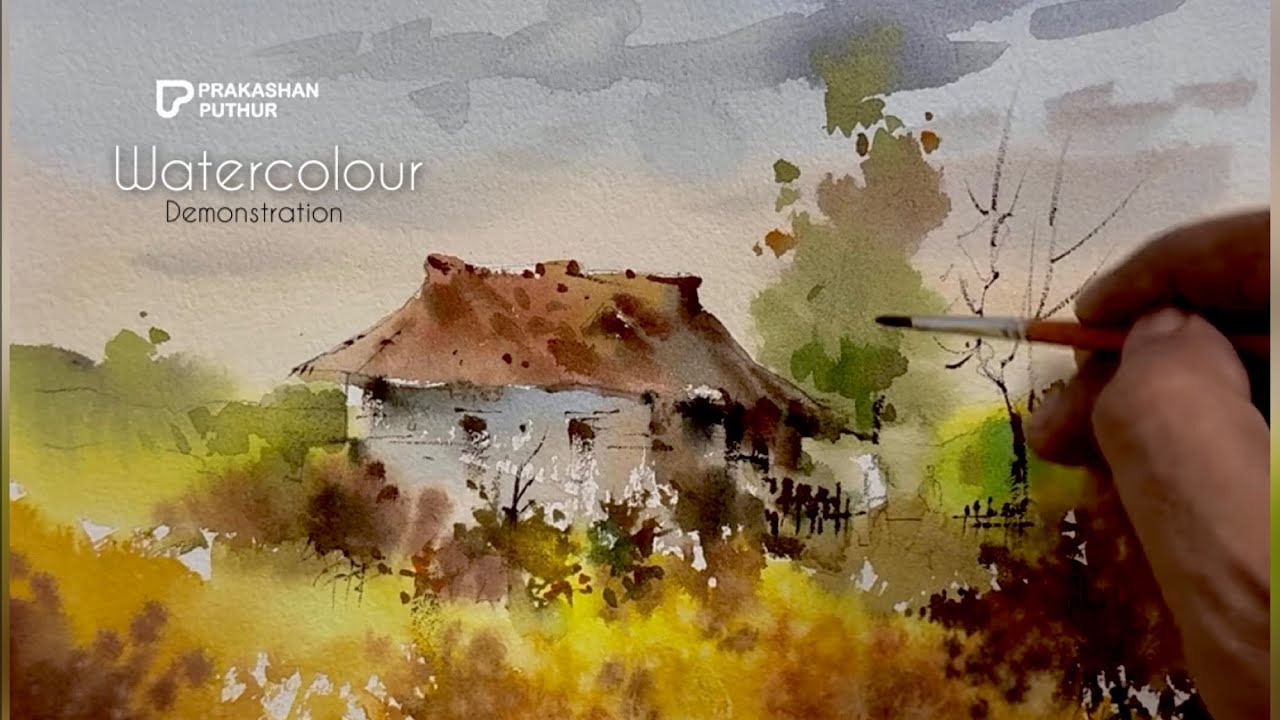 Watercolour landscape painting demo by prakashan puthur - YouTube