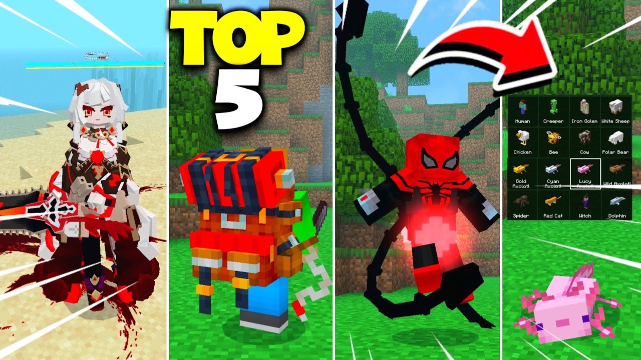 TOP 5 ADDONS PARA MINECRAFT PE 1.20! (BEDROCK) - YouTube