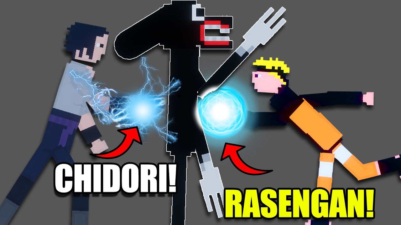 Использование CHIDORI и RASENGAN на CARTOON DOG в модах People Playground