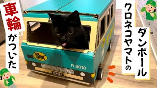 黒猫が乗る！車輪付き『クロネコヤマト』のダンボールトラック（作り方