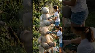DIY Giant Teddy Bear Cement Planter 🧸🌿 | Amazing Garden Art Transformation#DIYCrafts #PlantLover