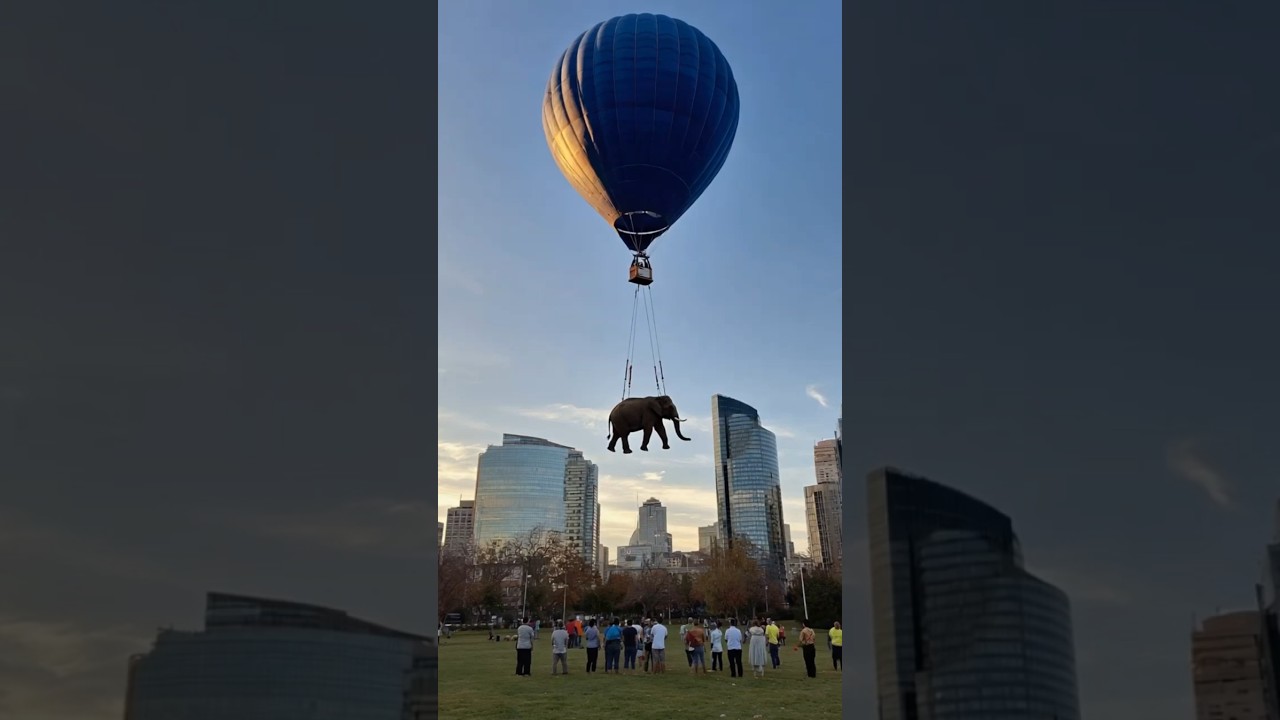 The Day an Elephant Flew! Hot Air Balloon Shocks Park Crowd in the Heart of the City!