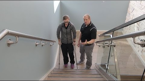 Crutch use: Ascending stairs without a handrail