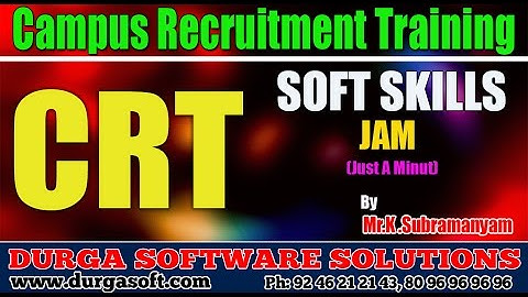 Campus Recruitment Training (CRT) Soft Skills || JAM (Just A Munit) by Subramanyam
