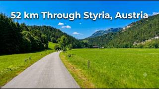 Virtual Bike Ride Austrian Alps, Villages Nature. 52 Km Through Styria, Austria