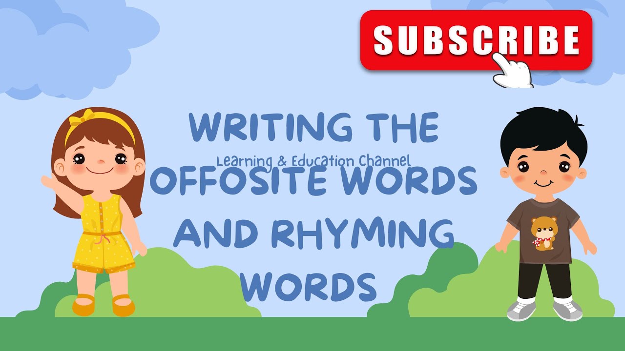 Writing Opposite words and Rhyming words#kids writing#.