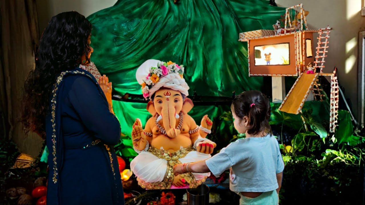 Ganpati decoration at home || Vlog 5 || Happy Ganesh chaturthi 