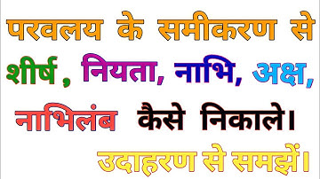 Findout Top, Navel ,Axis , Destiny of Parabola | परवलय के शीर्ष, नाभि,अक्ष,नियता निकालना। #parabola