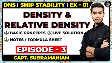 Density & Relative Density || Part 3 || Exercise 1 || Ship Stability || Capt. H Subramanyam
