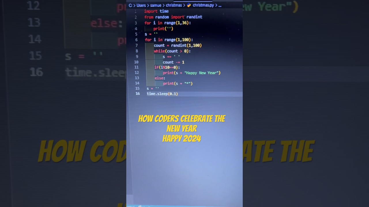 Love Coding ♥♥ Happy New Year 2024✨✨ using Python #coding #programming  #shorts