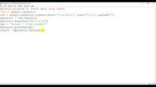 python program to fetch all records using fetchall