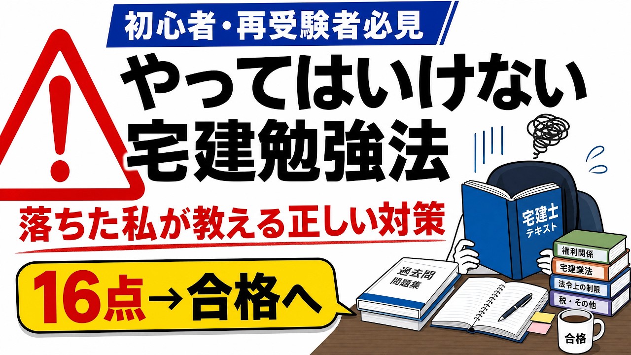 【宅建独学】前年20点→16点で絶望した私が気づいた絶対やるべき超効率的勉強法【独学/再受験】