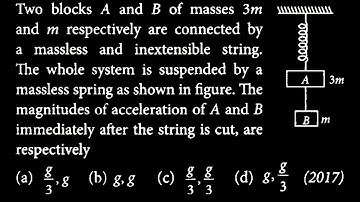 Two blocks A and B of masses 3m and m respectively are connected by LM DTS 06 Q3