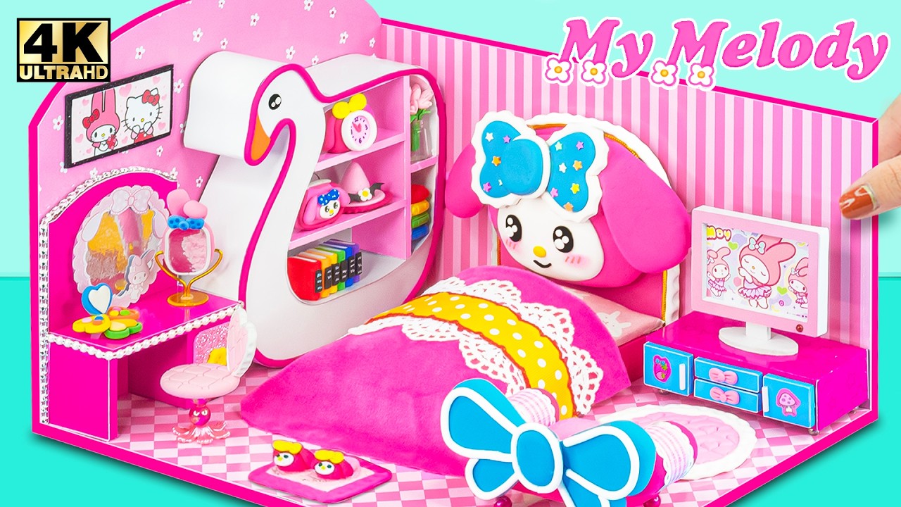 Create AMAZING My Melody Pink House with a Princess Bedroom & Swan Wardrobe 💖 DIY Miniature House