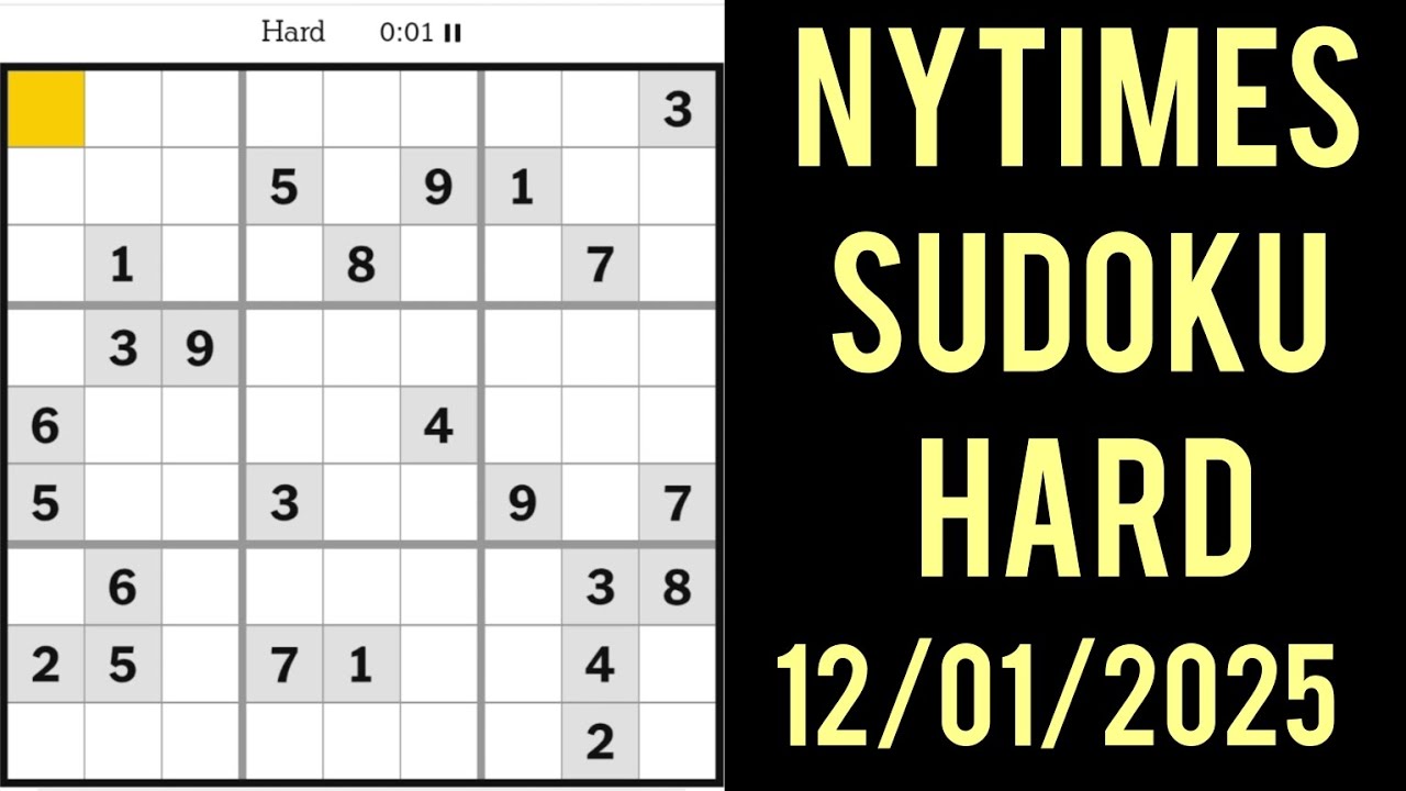 NYTIMES SUDOKU HARD 12 01 2025 NewYork Times Sudoku Hard Level Nytimes sudoku hard 12 01 2025 newyork times sudoku hard level