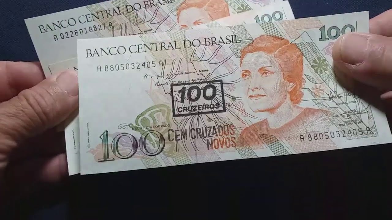 CÉDULA DE 100 CRUZADOS COM CARIMBO DE 100 CRUZEIROS💱💲💸