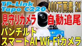 400万画素 2K 見守りカメラ 自動追尾 パンチルト スマートAI Wi-Fi