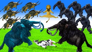 The fight between the KONG and 10 giant Scifi Buffalo to save the cow Cartoon Buffalo rescue cow