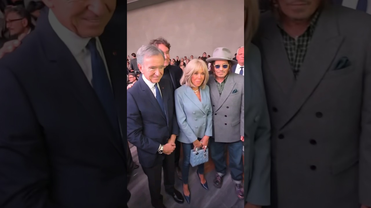 Brigitte Macron and ,Johnny Depp at the Christian Dior fashion show  Paris Fashion Week