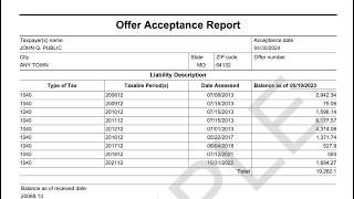 IRS Form 7249 walkthrough (Offer Acceptance Report)