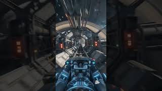 Interplanetary coaster orbiting moons and asteroid fields.
