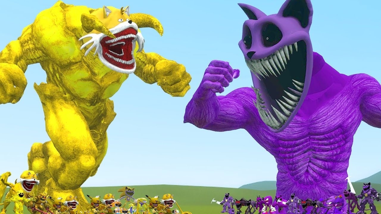 NEW POPPY PLAYTIME MONSTER CATNAP FAMILY VS BARON SHIN TAILS TAPES FAMILY In Garry's Mod ?!!