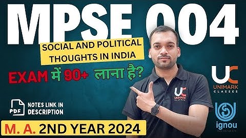 MPSE 004 IGNOU | Social and Political Thought | Important Questions With Answers  | Unimark Classes