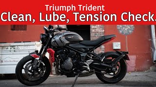 Motorcycle Chain Maintenance (How to Clean, Lube, and Check the Tension on Triumph Trident 660) by Halo Halo Hikers 12,044 views 1 year ago 9 minutes, 44 seconds